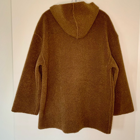MaxStudio Teddy Bear, Hoodie coat, side pockets, size Large, raw edges, Brown. - Picture 3 of 5